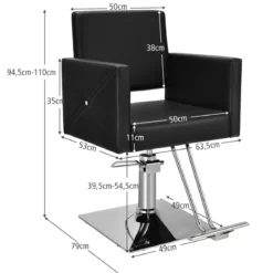 Friseurstuhl höhenverstellbar Friseursessel mit hydraulischer Pumpe 360° drehbar Schwarz