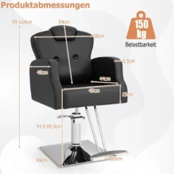 Friseurstuhl mit Kopfstütze & Rückenlehne & Hydraulikpumpe Höhenverstellbarer Salonstuhl