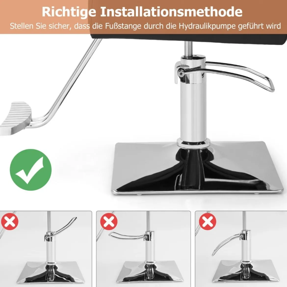 Friseurstuhl mit Kopfstütze & Rückenlehne & Hydraulikpumpe Höhenverstellbarer Salonstuhl
