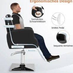 Friseurstuhl mit Kopfstütze & Rückenlehne & Hydraulikpumpe Höhenverstellbarer Salonstuhl