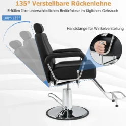 Friseurstuhl mit Kopfstütze & Rückenlehne & Hydraulikpumpe 360° Drehung Friseursessel