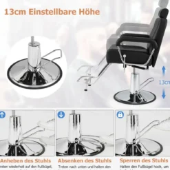 Friseurstuhl mit Kopfstütze & Rückenlehne & Hydraulikpumpe 360° Drehung Friseursessel