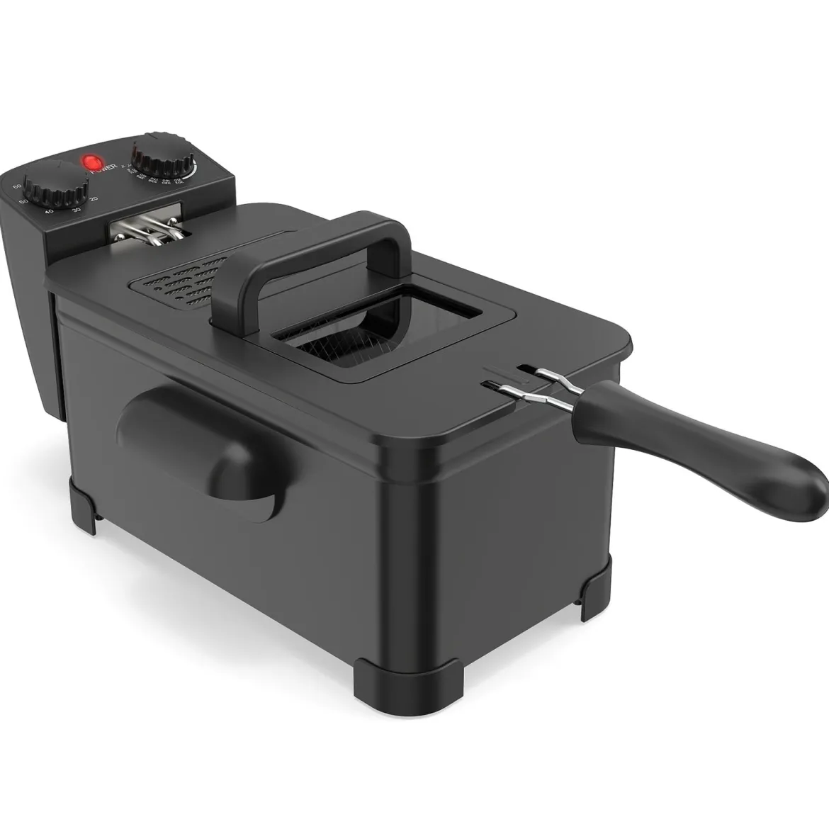Fritteuse 2000 W Friteuse mit 3 L Öl Kapazität Fettfriteuse mit einstellbarem Thermostat 150-190℃ Schwarz