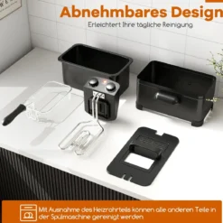 Fritteuse 2000 W Friteuse mit 3 L Öl Kapazität Fettfriteuse mit einstellbarem Thermostat 150-190℃ Schwarz