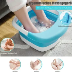 Fußbad Massagegerät faltbar Elektrische Fußbadewanne Heizung und Sprudelmassage Fußmassage Spa mit Massagerollen Grün
