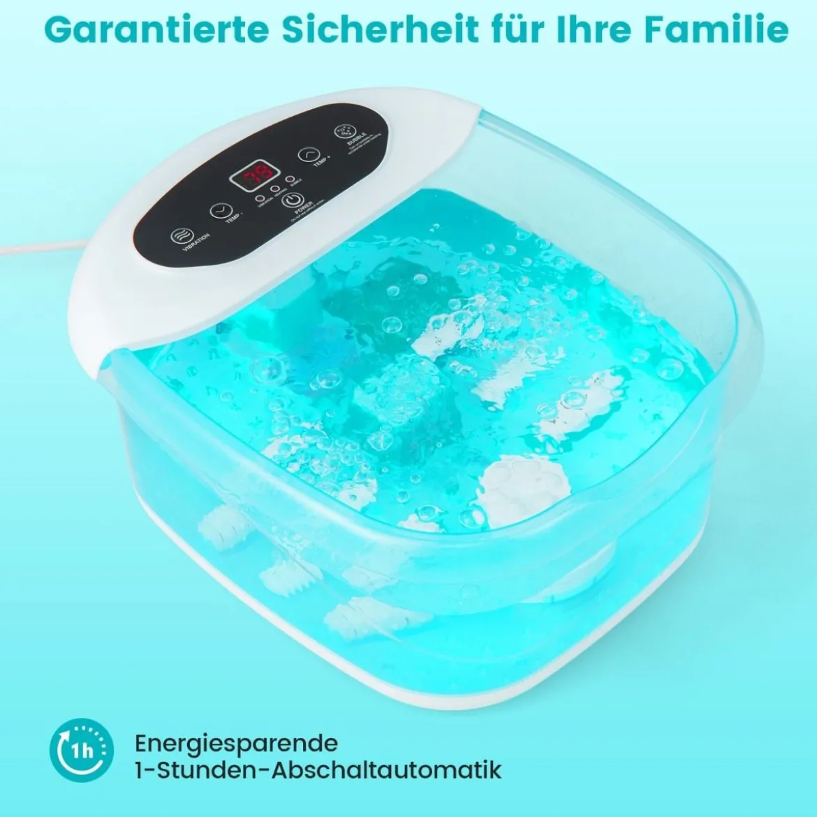 Fußbad Massagegerät Fussbadewanne elektrisch Foot Massager mit Heizung Eisblau