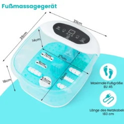 Fußbad Massagegerät Fussbadewanne elektrisch Foot Massager mit Heizung Eisblau