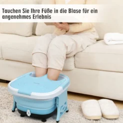 Fußbad Massagegerät Klappbar mit Fernbedienung Fußbad-Whirlpool 42 x 40 x 24 cm Blau