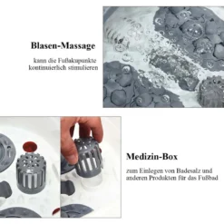 Fußbad Massagegerät mit 16 Shiatsu-Rollen 10-60min Timer / 35-48℃ / 500W Grau