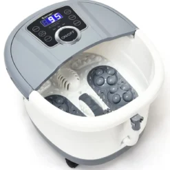 Fußbad Massagegerät mit 16 Shiatsu-Rollen 10-60min Timer / 35-48℃ / 500W Grau