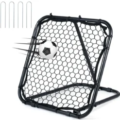 Fußball Rebounder mit 5-fach Verstellbarem Winkel & 4 Bodenankern 85 x 80 x 79 cm Schwarz