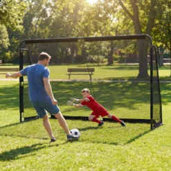 Fußballtor Fussballtore mit robustem Metallrahmen & PE-Netz Fußball-Trainingstor für Garten 300 x 200 cm Schwarz