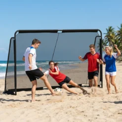 Fußballtor Fussballtore mit robustem Metallrahmen & PE-Netz Fußball-Trainingstor für Garten 300 x 200 cm Schwarz