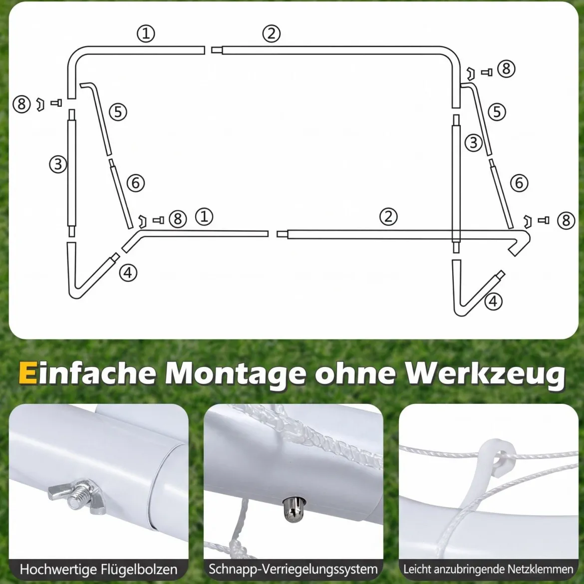 Fußballtor mit Hochfestem Netz & Metallrahmen Garten Wetterfeste Fussballtore für Kinder & Erwachsene