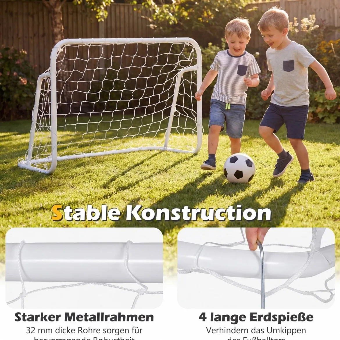 Fußballtor mit Hochfestem Netz & Metallrahmen Garten Wetterfeste Fussballtore für Kinder & Erwachsene