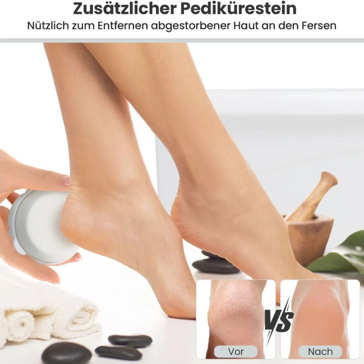 Fuß-Massagegerät Fussbad Fussbadewanne mit abnehmbarem Pediküre-Stein 1-stündiger automatischer Abschaltung Grau
