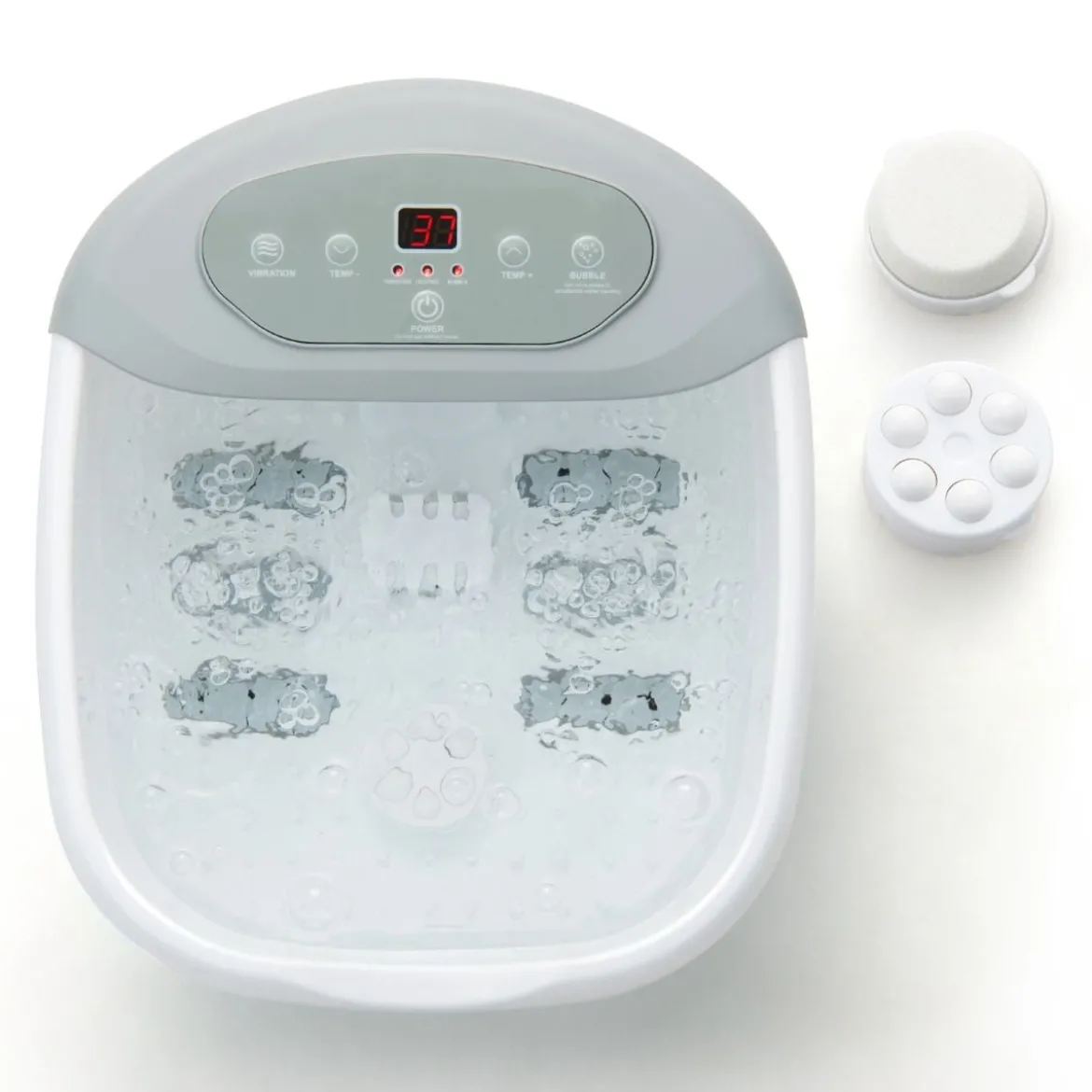 Fuß-Massagegerät Fussbad Fussbadewanne mit abnehmbarem Pediküre-Stein 1-stündiger automatischer Abschaltung Grau