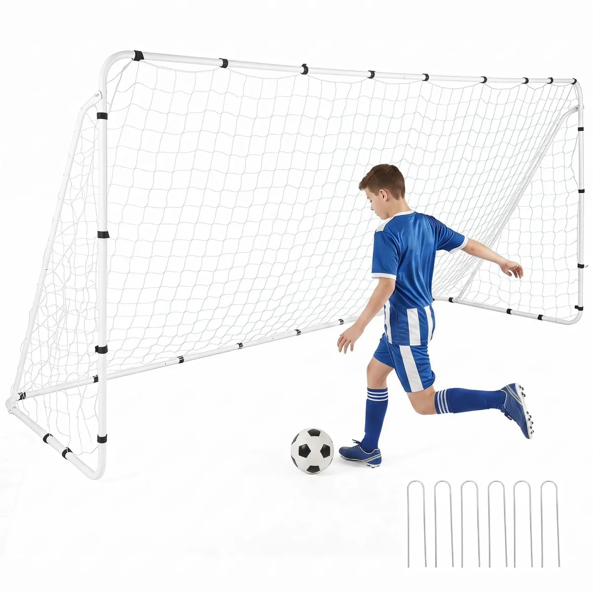 Fussballtor 367 x 124 cm Fußballtor mit Metallrahmen für Kinder ab 3 Jahren und Jugendliche