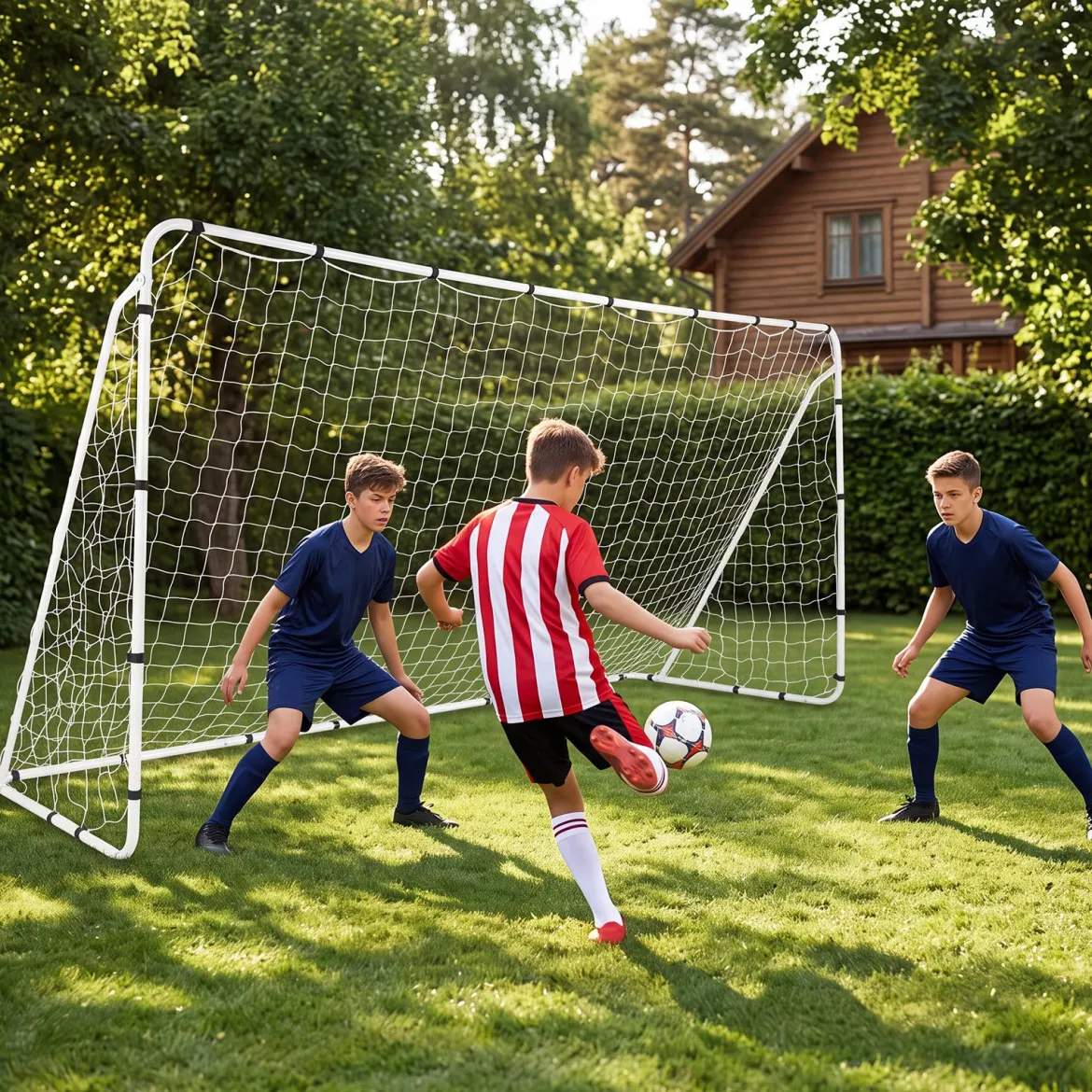 Fussballtor 367 x 124 cm Fußballtor mit Metallrahmen für Kinder ab 3 Jahren und Jugendliche