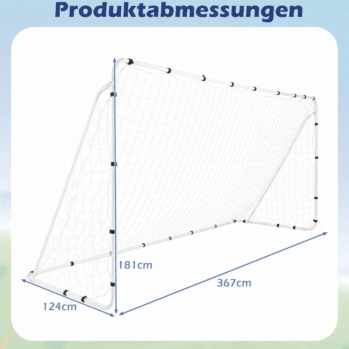 Fussballtor 367 x 124 cm Fußballtor mit Metallrahmen für Kinder ab 3 Jahren und Jugendliche