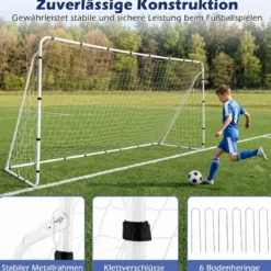 Fussballtor 367 x 124 cm Fußballtor mit Metallrahmen für Kinder ab 3 Jahren und Jugendliche
