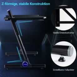 Gaming-Schreibtisch höhenverstellbarer Computertisch mit blauer LED-Beleuchtung Schwarz