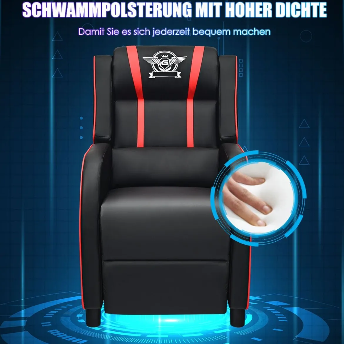 Gamingsessel aus Kunstleder verstellbarer moderner Wohnzimmerses Rot