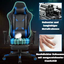 Gamingstuhl Bürostuhl Racing Chair Drehstuhl Blau