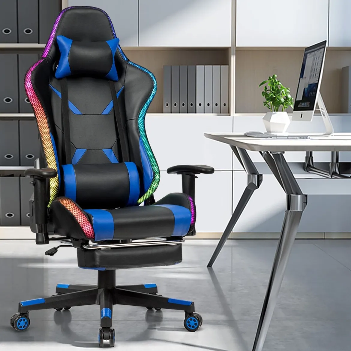 Gamingstuhl Bürostuhl Racing Chair Drehstuhl Blau