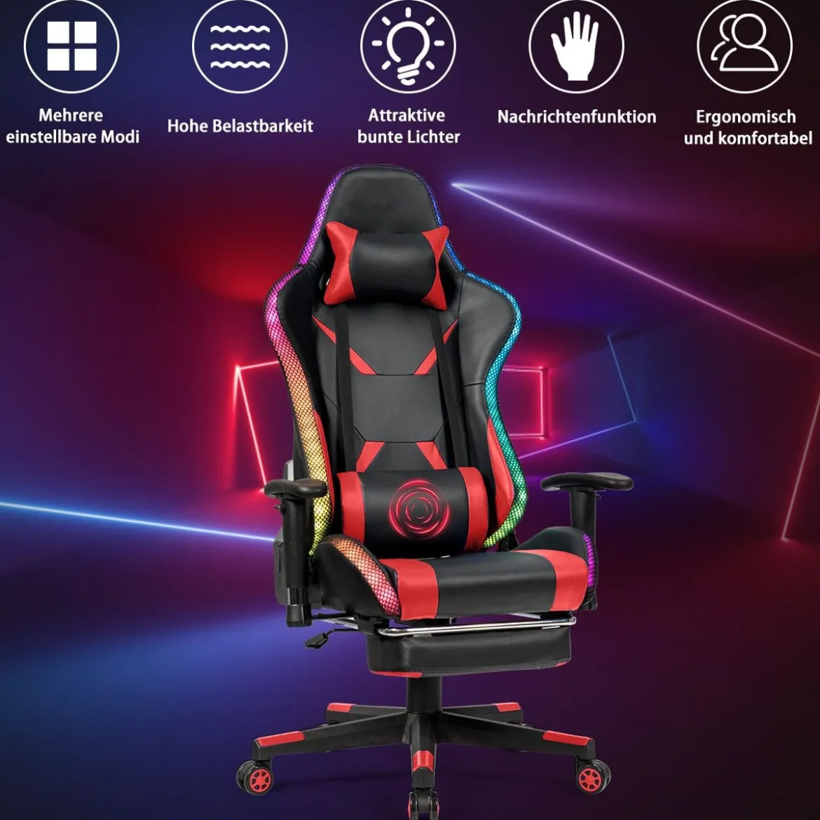 Gamingstuhl Bürostuhl Racing Chair Drehstuhl Rot