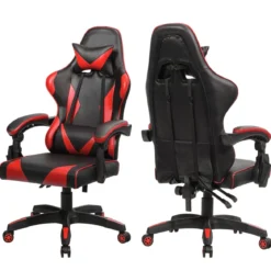 Gaming Stuhl Ergonomisch Racing Schreibtischstuhl Drehstuhl Chefsessel Bürostuhl Rot