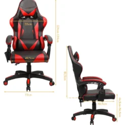 Gaming Stuhl Ergonomisch Racing Schreibtischstuhl Drehstuhl Chefsessel Bürostuhl Rot