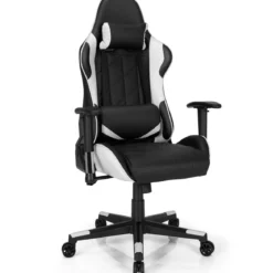 Gaming Stuhl Racing Style Drehstuhl mit Kopfstütze & Lendenkisse 90°-160° Verstellbarer Neigungswinkel Weiß/Rot/Blau
