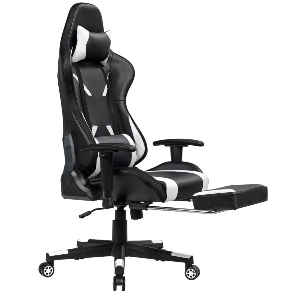 Gamingstuhl Verstellbarer Gaming Stuhl Bürostuhl Racing Chair Drehstuhl 70 x 74 x 126-136 cm Weiß