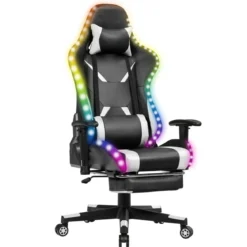 Gamingstuhl Verstellbarer Gaming Stuhl Bürostuhl Racing Chair Drehstuhl 70 x 74 x 126-136 cm Weiß