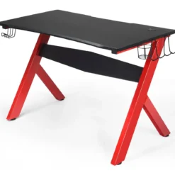 Gamingtisch Computertisch Gaming Schreibtisch mit Tassen- und Kopfhörerhalter und Mauspad für Zuhause Büro Spielzimmer