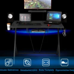 Gaming Tisch Ergonomischer Computertisch Gaming Desk Schwarz 106 x 59,5 x 101,5 cm