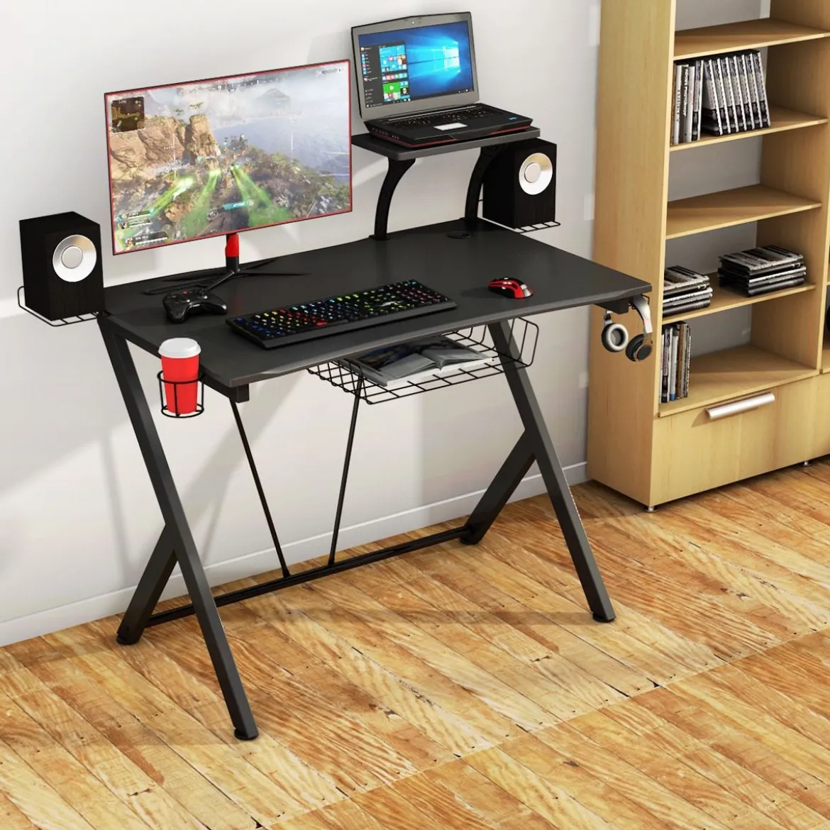Gaming Tisch Ergonomischer Computertisch Gaming Desk Schwarz 106 x 59,5 x 101,5 cm
