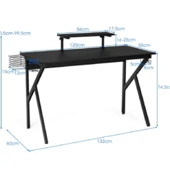 Gaming Tisch Ergonomischer PC Computertisch Schreibtisch Schwarz