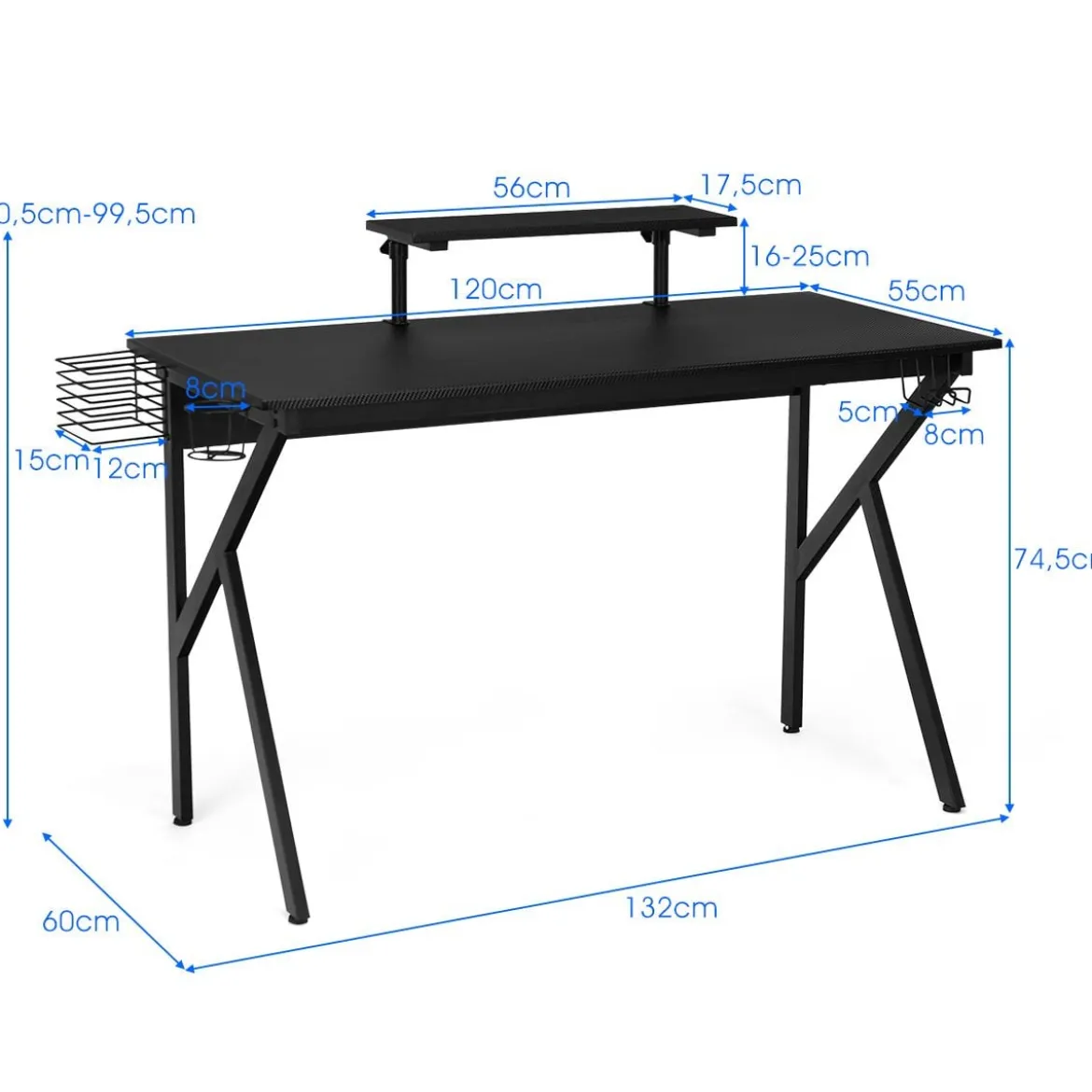 Gaming Tisch Ergonomischer PC Computertisch Schreibtisch Schwarz