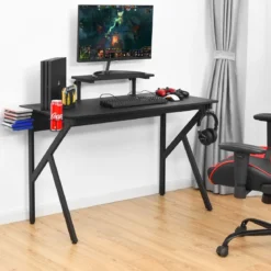 Gaming Tisch Ergonomischer PC Computertisch Schreibtisch Schwarz