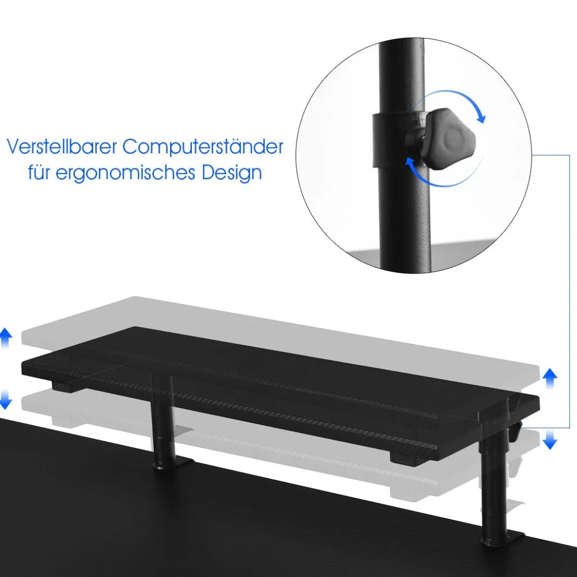 Gaming Tisch Ergonomischer PC Computertisch Schreibtisch Schwarz