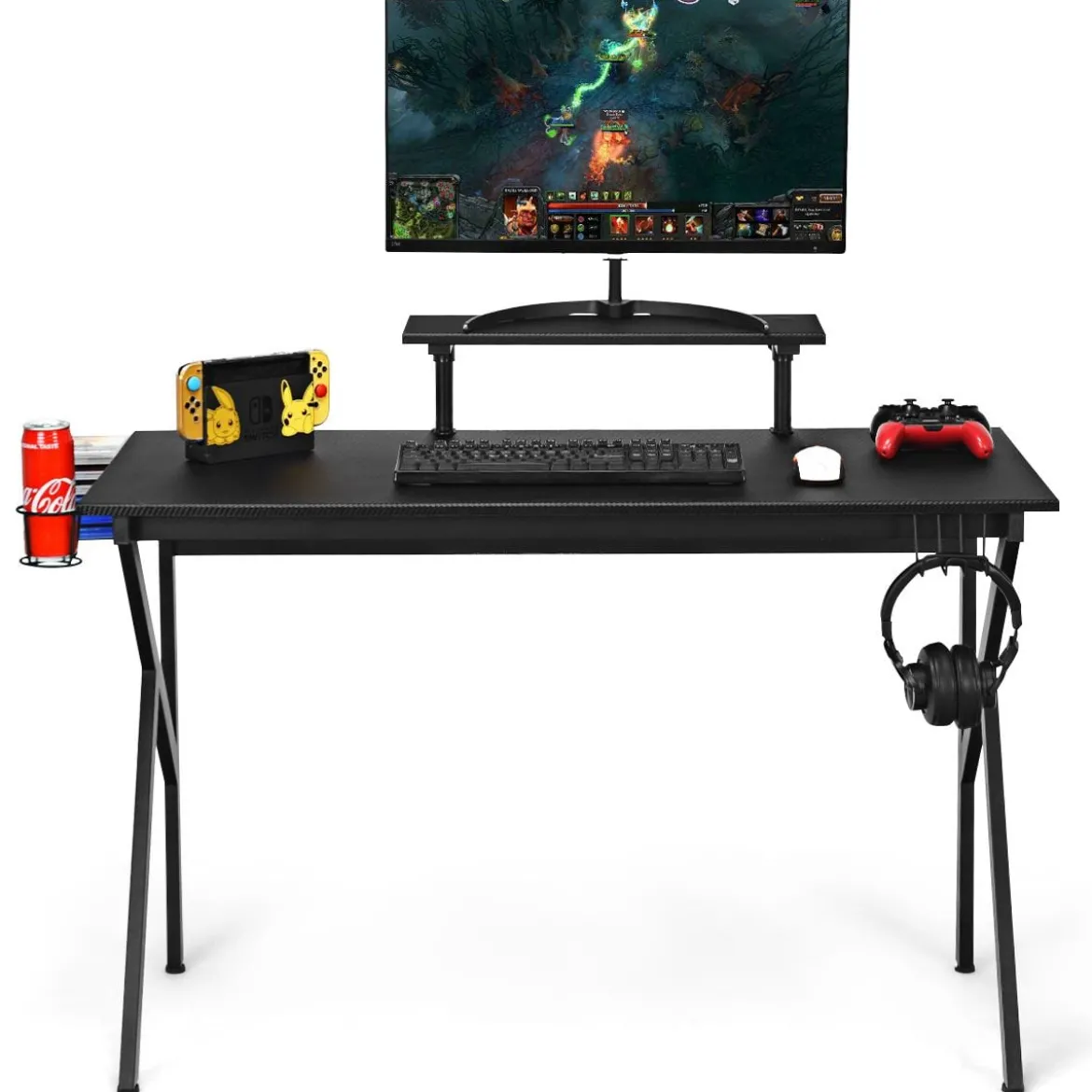 Gaming Tisch Ergonomischer PC Computertisch Schreibtisch Schwarz