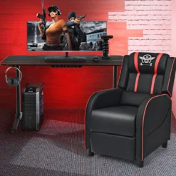 Gaming Tisch 3-fach höhenverstellbarer Computertisch Schreibtisch Schwarz