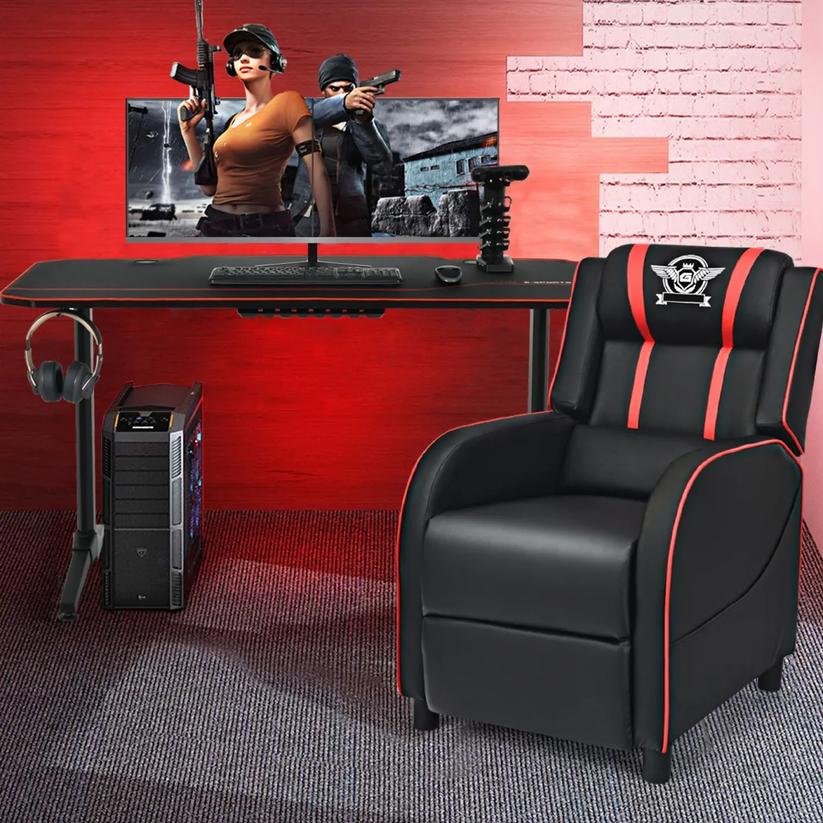 Gaming Tisch 3-fach höhenverstellbarer Computertisch Schreibtisch Schwarz