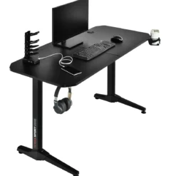 Gaming Tisch 3-fach höhenverstellbarer Computertisch Schreibtisch Schwarz