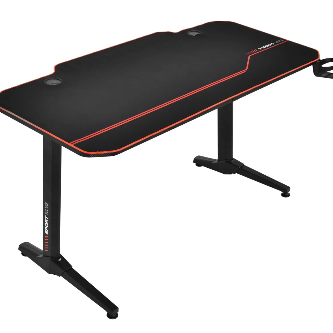 Gaming Tisch 3-fach höhenverstellbarer Computertisch Schreibtisch Schwarz