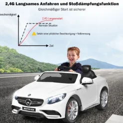 3 Gang Elektroauto 12V Kinderauto mit 2,4G-Fernbedienung mit Musik 120 x 70 x 52 cm Weiß