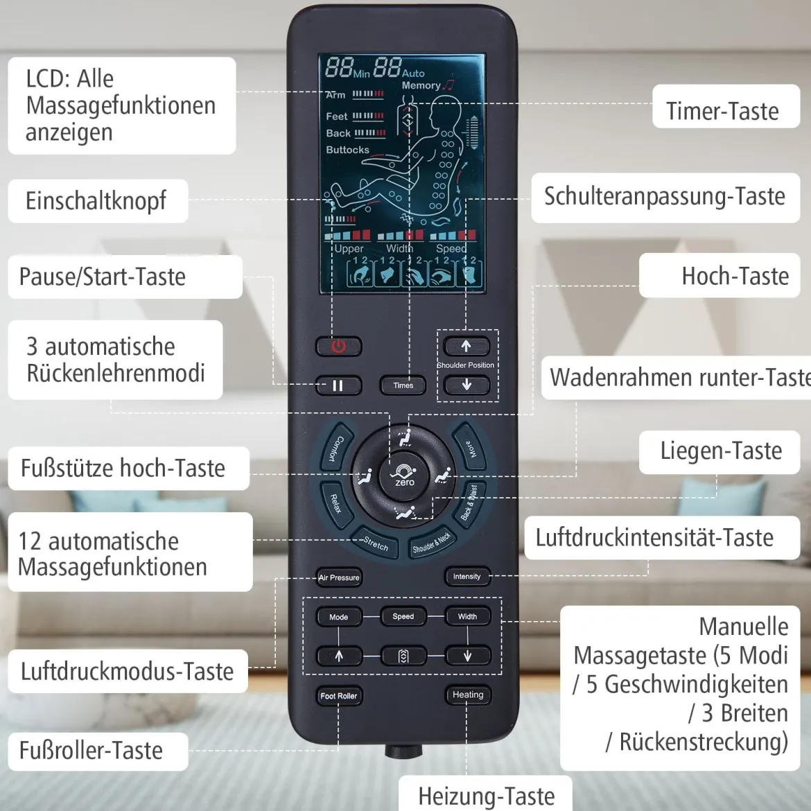 Ganzkörper Massagesessel Zero Gravity SL Track Massagestuhl mit Luftkompression & Heizung Hellbraun