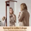 Ganzkörperspiegel mit Ständer drehbarer Garderobenständer mit Ankleidespiegel Walnuss (2 Kleiderstangen)